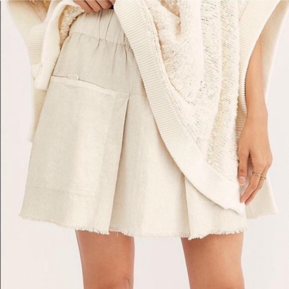 Free People Mariposa 100% Cotton Tan Mini Skirt Size Small Boho Preppy - Picture 3 of 8